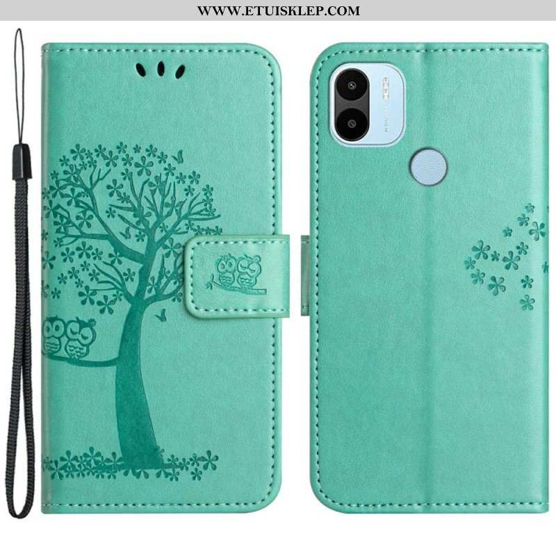 Etui Folio do Xiaomi Redmi A1 z Łańcuch Drzewo Stringów I Sowy